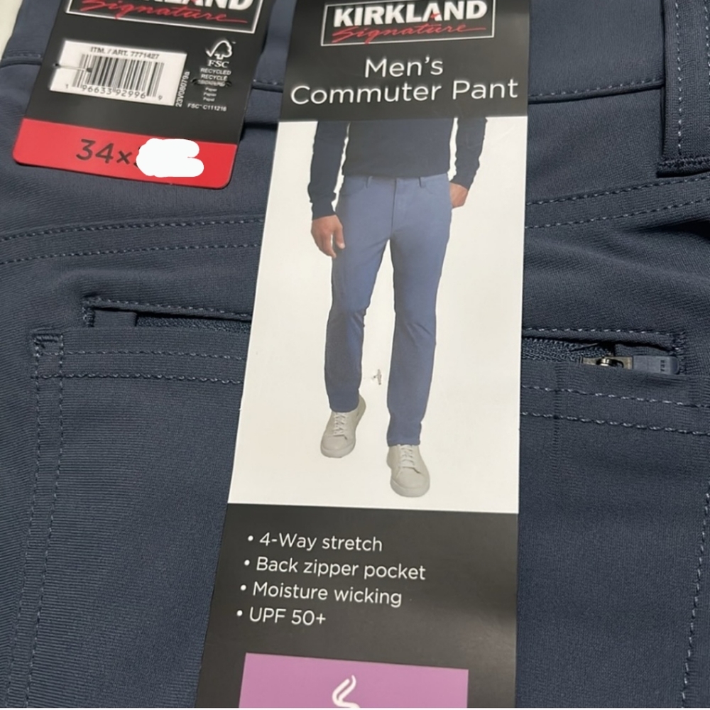 New Kirkland Signature Men’s Commuter Pant Blue UPF 50 Stretch Wick Size 34 X 29 - Picture 9 of 11